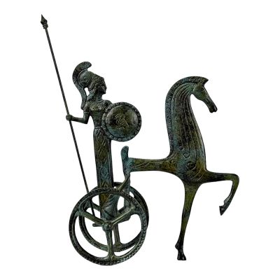 Chariot of Goddess Athena Minerva Real Bronze Metal Art Sculpture Statue