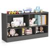 KOTEK Toy Storage Organizer, 5 Cubby Kids Bookshelf, Wooden 3-Tier Bookcase Storage Cabinet, Open Display Book Shelf for Daycare, Nursery, School Classroom, Playroom & Living Room (Grey, 5 Cubes) view 1