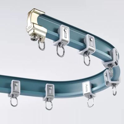 ZIMGOD Curved Curtain Rail Track, Ceiling Mounted Curtain Rod, Windows Curtain Rods with Fittings, Hospital Curtain Railing Track Anti-Rust & Durable (Size : 110cm/3.6ft)