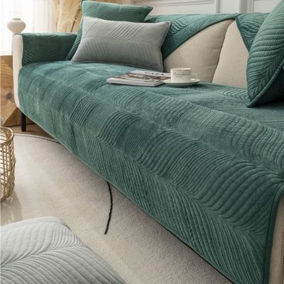 ALABOW Couch Covers Sectional Sofa Cover L Shape 3 2 4 1 Seater Pure Color Velvet Couch Cover Nordic Modern Sofa Slipcover Quilted Non-Slip Furniture Protector (Color : #7, Size : 90x240cm1pc)