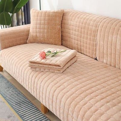 ALABOW Couch Covers Sectional Sofa Cover L Shape 3 2 4 1 Seater Pure Color Velvet Couch Cover Nordic Modern Sofa Slipcover Quilted Non-Slip Furniture Protector (Color : #3, Size : 70x90cm 1pc)