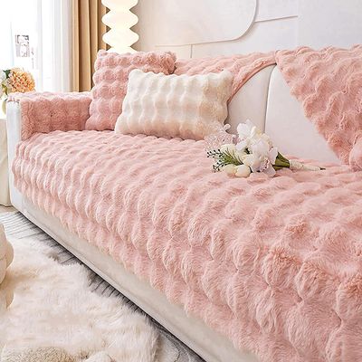 ALABOW Couch Covers Sectional Sofa Cover L Shape 3 2 4 1 Seater Pure Color Velvet Couch Cover Nordic Modern Sofa Slipcover Quilted Non-Slip Furniture Protector (Color : P, Size : 70x210cm1pc)