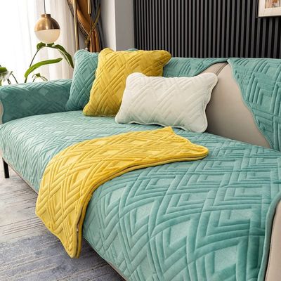 ALABOW Couch Covers Sectional Sofa Cover L Shape 3 2 4 1 Seater Pure Color Velvet Couch Cover Nordic Modern Sofa Slipcover Quilted Non-Slip Furniture Protector (Color : #22, Size : 70x150cm 1pc)