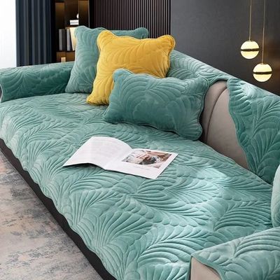 ALABOW Couch Covers Sectional Sofa Cover L Shape 3 2 4 1 Seater Pure Color Velvet Couch Cover Nordic Modern Sofa Slipcover Quilted Non-Slip Furniture Protector (Color : #26, Size : 90x240cm1pc)