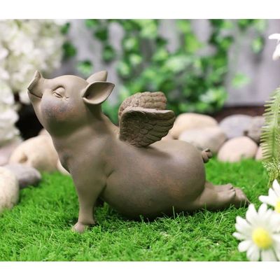 1 Pcs Zen Yoga Flying Pig Angel Hog Heavens In Cobra Stretch Pose Rustic Statue Decor