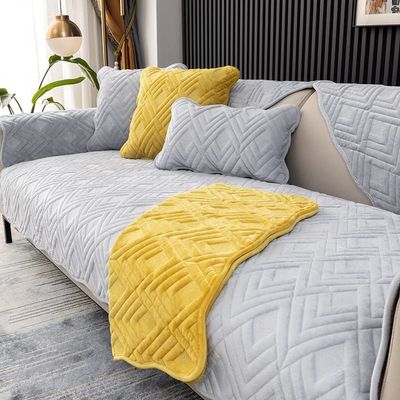 ALABOW Couch Covers Sectional Sofa Cover L Shape 3 2 4 1 Seater Pure Color Velvet Couch Cover Nordic Modern Sofa Slipcover Quilted Non-Slip Furniture Protector (Color : #18, Size : 110x110cm1pc)