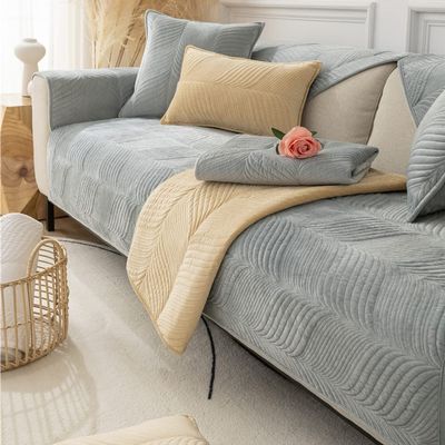 ALABOW Couch Covers Sectional Sofa Cover L Shape 3 2 4 1 Seater Pure Color Velvet Couch Cover Nordic Modern Sofa Slipcover Quilted Non-Slip Furniture Protector (Color : #10, Size : 110x110cm1pc)