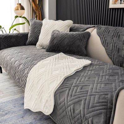 ALABOW Couch Covers Sectional Sofa Cover L Shape 3 2 4 1 Seater Pure Color Velvet Couch Cover Nordic Modern Sofa Slipcover Quilted Non-Slip Furniture Protector (Color : #19, Size : 70x90cm 1pc)