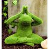 1 Pcs Meditating Yoga Frog Garden Statue In Flocked Artificial Moss Finish view 1