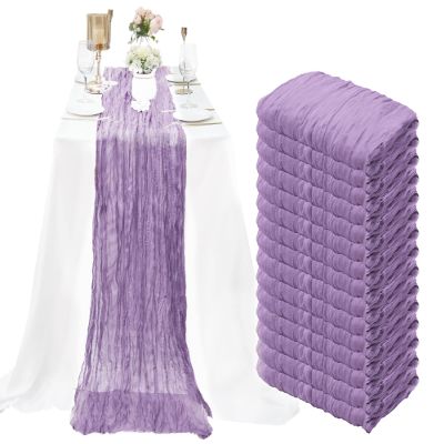 15 Pack Cheesecloth Table Runner 10Ft Cheese Cloth Table Runner 35 x120Inch Boho Gauze Table Runners Romantic Table Cloth for Wedding Birthday Party Engagement Baby Bridal Shower Table Decor(Lavender)