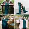 15 Pack Dark Teal Cheesecloth Table Runner 10Ft Romantic Cheese Cloth Table Runner 35 x120Inch Gauze Boho Table Runners for Wedding Birthday Party Bridal Baby Shower Reception Christmas Holiday Decor view 3