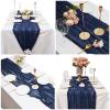 15 Pack Navy Blue Cheesecloth Table Runner 10Ft Gauze Cheese Cloth Table Runner 35x 120Inch Romantic Boho Table Runners for Wedding Birthday Party Anniversary Bridal Baby Shower Reception Table Dcor view 3