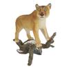 1 Pcs Mountain Lion Cougar Standing On Snow Capped Weathered Log Statue Wildlife Decor view 4