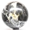 2.6" 515g Black White Onyx w/Calcite (Quartz?) Sphere Polished Natural Sparkling Gemstone Crystal Mineral Dcor Ball - Peru + Stand view 1