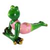 1 Pcs Diva Green Lady Frog In Pink Swimsuit & Golden Manicure Figurine view 2