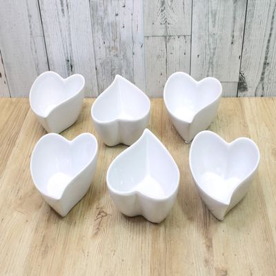 (Amazon.co.jp Exclusive) Flower Base Candle Holder Heart Centerpiece H 2.4 x W 4.9 x D 4.7 inches (6 x 12.5 x 12 cm), White 6 Pack