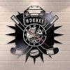 Wall Clock, Decorative Hockey Man Cave, Wall Decor Clock, Hockey Club Team Logo, Hockey Stick and Puck, Gift Clock for Hockey Fans view 1