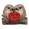 1 Pcs Romantic Owl Couple Statue Owl Always Love You Owl Lovebirds Holding Heart Sign view 1