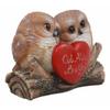 1 Pcs Romantic Owl Couple Statue Owl Always Love You Owl Lovebirds Holding Heart Sign view 2
