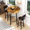 Recaceik 3 Piece Pub Dining Set, Modern Round bar Table and Stools for 2 Kitchen Counter Height Wood Top Bistro Easy Assemble for Breakfast Nook Living Room Small Space Restaurant, Rustic Brown 23.6" view 3