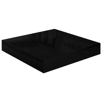 CUMYZO 4pcs Picture Frame Ledge Shelves,MDF Wall Mounted Floating Shelves for Display,Storage Storage Shelves for Living Room,Bedroom,Office High Gloss Black 9.1"x9.3"x1.5"