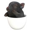 1 Pcs Rustic Lifelike Black Pig Piggy In Tea Cup Figurine view 3