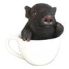 1 Pcs Rustic Lifelike Black Pig Piggy In Tea Cup Figurine view 4