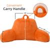 A Nice Night Faux Fur Reading Pillow Bed Wedge Large Adult Children Backrest with Arms Back Support for Sitting Up in Bed/Couch for Bedrest, Orange view 2