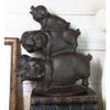 1 Pcs Of 9" H Cast Iron Rustic Farmhouse Stacked 3 Little Pigs Decorative Figurine view 1