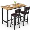 Recaceik 3 Piece Pub Dining Set, Modern bar Table and Stools for 2 Kitchen Counter Height Wood Top Bistro Easy Assemble for Breakfast Nook Living Room Small Space Restaurant, Rustic Brown 39 view 1