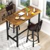 Recaceik 3 Piece Pub Dining Set, Modern bar Table and Stools for 2 Kitchen Counter Height Wood Top Bistro Easy Assemble for Breakfast Nook Living Room Small Space Restaurant, Rustic Brown 39 view 3