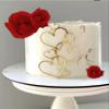 Heart Cake Topper Acrylic Heart Wedding Valentines Day Happy Birthday Love Cupcake Topper for Dessert Decoration (Golden)