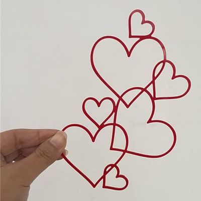 Heart Cake Topper Acrylic Heart Wedding Valentines Day Happy Birthday Love Cupcake Topper for Dessert Decoration (Red)