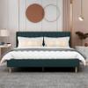 AGARTT Upholstered Platform Bed Frame King Size with Headboard and Footboard/Wooden Slats Support/No Box Spring Needed/Easy Assembly,Green Velvet view 3