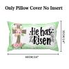 Bible Verse Christian Quote He is Risen Cross Floral Polka Dots Lumbar Pillow Covers Farmhouse 14x24 Canvas Religious Easter Cushion Covers Rectangle Pillow Covers Outdoor for Couch Home Decor view 2