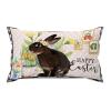 Black Plaid Cute Easter Rabbit with Flower Egg Lumbar Throw Pillow Covers 14x24 Canvas Pillow Case Easter Bunny Cushion Covers Farmhouse for Couch for Kids Women Girls view 1
