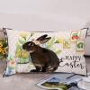 Black Plaid Cute Easter Rabbit with Flower Egg Lumbar Throw Pillow Covers 14x24 Canvas Pillow Case Easter Bunny Cushion Covers Farmhouse for Couch for Kids Women Girls view 3