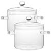 ERINGOGO 2pcs High Borosilicate Glass Cooking Pot Lid Stew and Noodle Pot for Kitchen Use - Double-ear Design for Everyday Cooking and Family Gatherings view 1