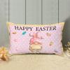 Cute Happy Easter Gnome Pink Yellow with White Polka Dots Lumbar Pillow Covers Farmhouse 12x20 Canvas Easter Bunny Cushion Covers Rectangle Pillow Covers Outdoor for Couch Home Decor view 4
