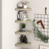 CUMYZO 4pcs Floating Wall Shelves,MDF Wall Mounted Corner Display Shelves Storage Shelves for Living Room,Office,Bedroom Oak 9.8"x9.8"x1.5" view 2
