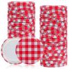 Kichvoe Mason Jar Lids 2.55 Inch Checked Screw Caps for Canning Jars 40 Pieces Airtight Leak-Proof Bottle Cap Accessories for Home Kitchen Jam Jelly Storage view 1