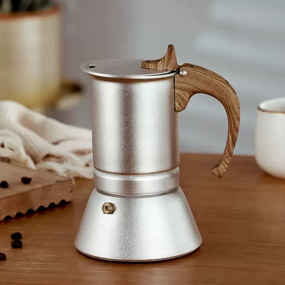 Coffee Makers Stainless Steel Stovetop Espresso Machine, Moka Pot, Brewing Coffee Coffee Pot, 3-6 Cup Espresso Pot, Outdoor Camping Coffee Equipment (Color : Silver, Size : 150ML)