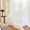 LANTIME White Sheer Curtains 96 inches Long, Pinch Pleated Stripe Window Sheer Curtains Panels Drapery, 72" W x 96" L, Set of 2 view 3
