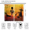 African Forest Window CurtainsAfrican Curly Hair Women Dress Traditional Angara Clothing, Grassland Sunset Landscape Blackout Curtains for Living Room BedroomElephant and Giraffe 42x45 Inch view 2