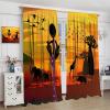African Forest Window CurtainsAfrican Curly Hair Women Dress Traditional Angara Clothing, Grassland Sunset Landscape Blackout Curtains for Living Room BedroomElephant and Giraffe 42x45 Inch view 4