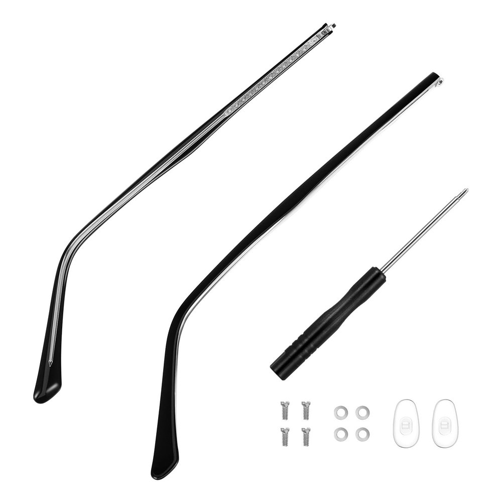iplusmile 1 Pair Metal Glasses Replacement Temple, Black Eyeglasses Arms Legs, Eye Glasses Repair DIY Kit (Black)