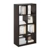 Furinno CUBICLE Book Shelf, 8-Cube Bookshelf, Extra Thick Frame Horizontally & Vertically Reversible Bookcase with Open Back, 14.6" x 30" x 58", for Living Room, Bedroom, Home Office, Black Dark Oak view 1