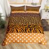 Leopard Zebra Giraffe Skin Kids Duvet Cover Set King Size,Abstract Animals Fur Bedding Set,Girls Boys Adults Room Decor,Polka Dot Patchwork Comforter Cover,Brown Rustic Quilt Cover,2 Pillowcases view 1