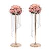 Wedding Centerpieces Gold Flower Vase - 2 Pcs 27.5 inch Tall Crystal Flower Stand Metal Vase for Table Decoration, Elegant Wedding Decoration Chandelier Centerpiece Stand view 1