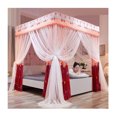 Double Deluxe Bed Canopy Mosquito net, Bedroom Decorative Bed Curtain for Year-Round use, with Metal Bracket (Color : E, Size : 180X200CM)
